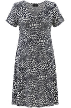 Navy and White Spotted Jersey Shift Dress