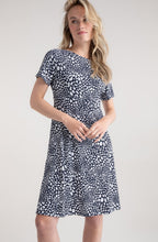 Navy and White Spotted Jersey Shift Dress