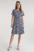 Navy and White Spotted Jersey Shift Dress