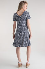 Navy and White Spotted Jersey Shift Dress