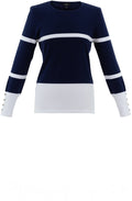 Navy and White Striped Fitted Sweater