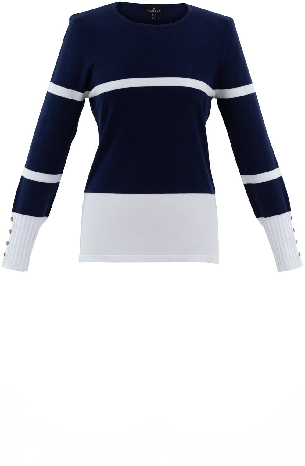Navy and White Striped Fitted Sweater