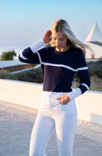 Navy and White Striped Fitted Sweater