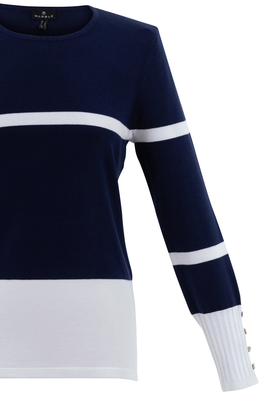 Navy and White Striped Fitted Sweater