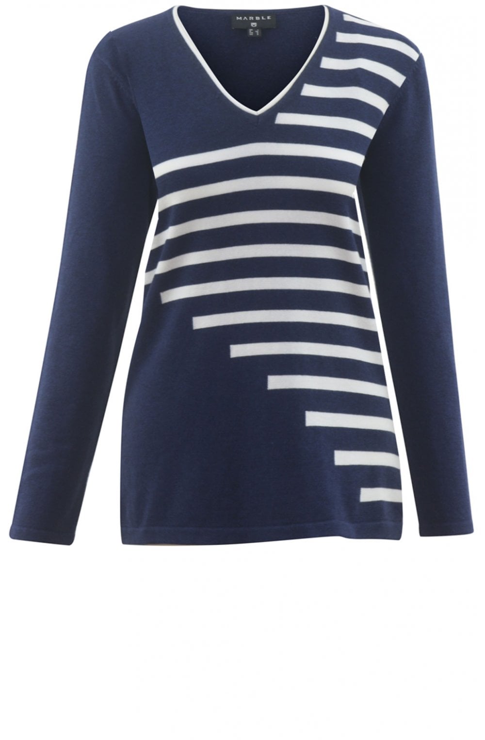 Marble Navy and White Striped Jumper