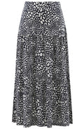 Navy and White Tiered Jersey Maxi Skirt