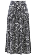 Navy and White Tiered Jersey Maxi Skirt
