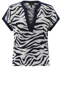 Navy Animal Print Tunic Neck Top