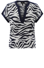 Navy Animal Print Tunic Neck Top