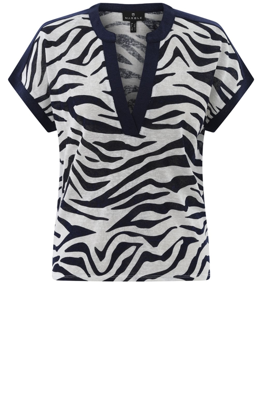 Navy Animal Print Tunic Neck Top