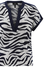 Navy Animal Print Tunic Neck Top