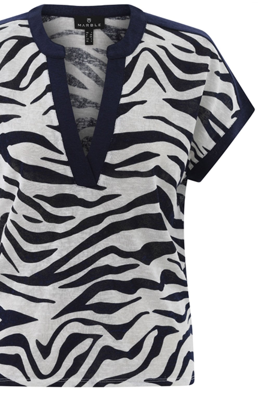 Navy Animal Print Tunic Neck Top