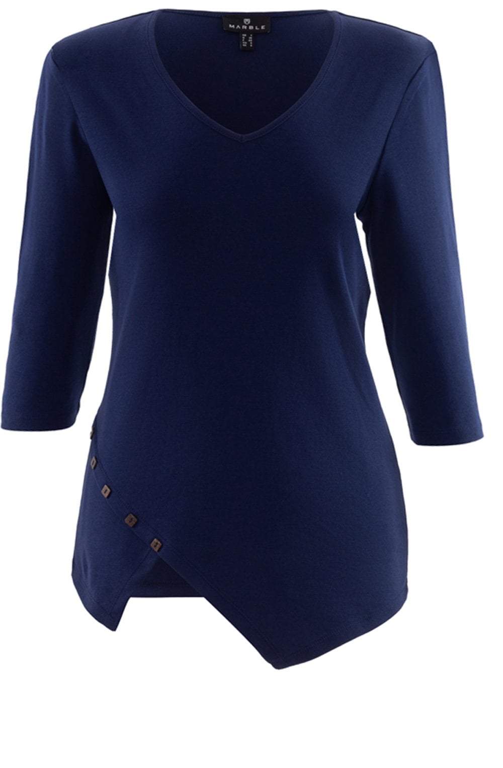 Navy Asymmetric Hem T Shirt