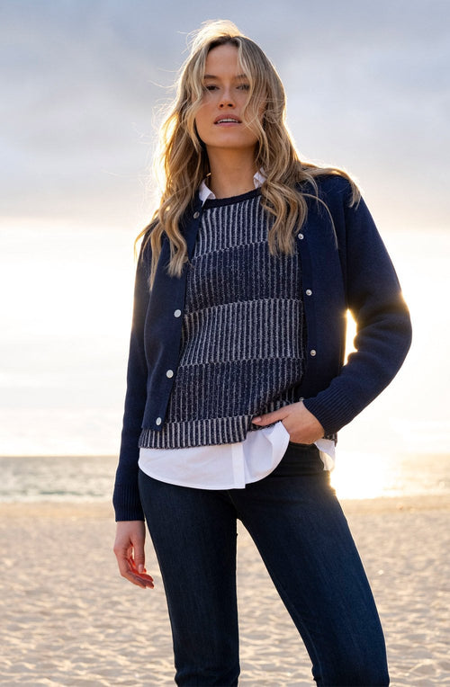 Navy Bomber Style Cardigan