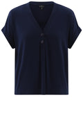 Navy Button Detail Relaxed T Shirt