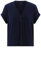 Navy Button Detail Relaxed T Shirt