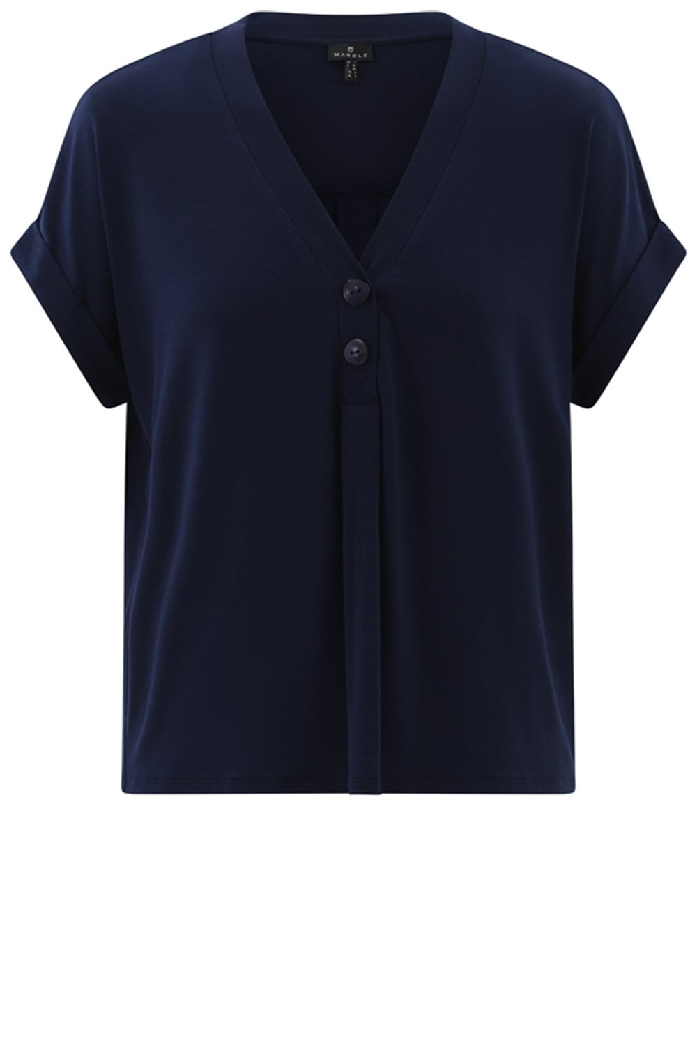 Navy Button Detail Relaxed T Shirt