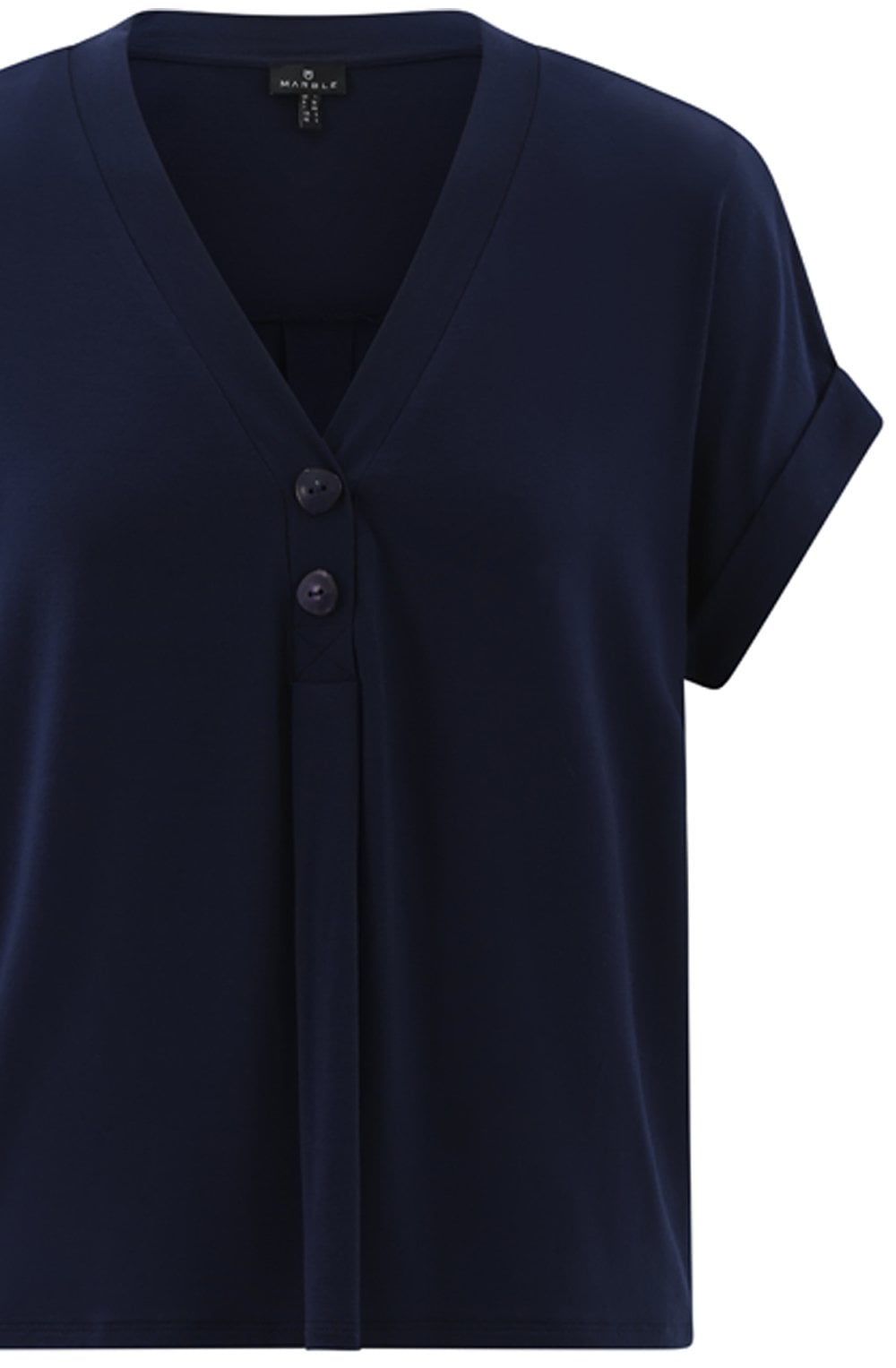 Navy Button Detail Relaxed T Shirt