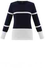 Navy Colour Block Fitted Jumper