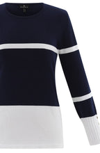 Navy Colour Block Fitted Jumper