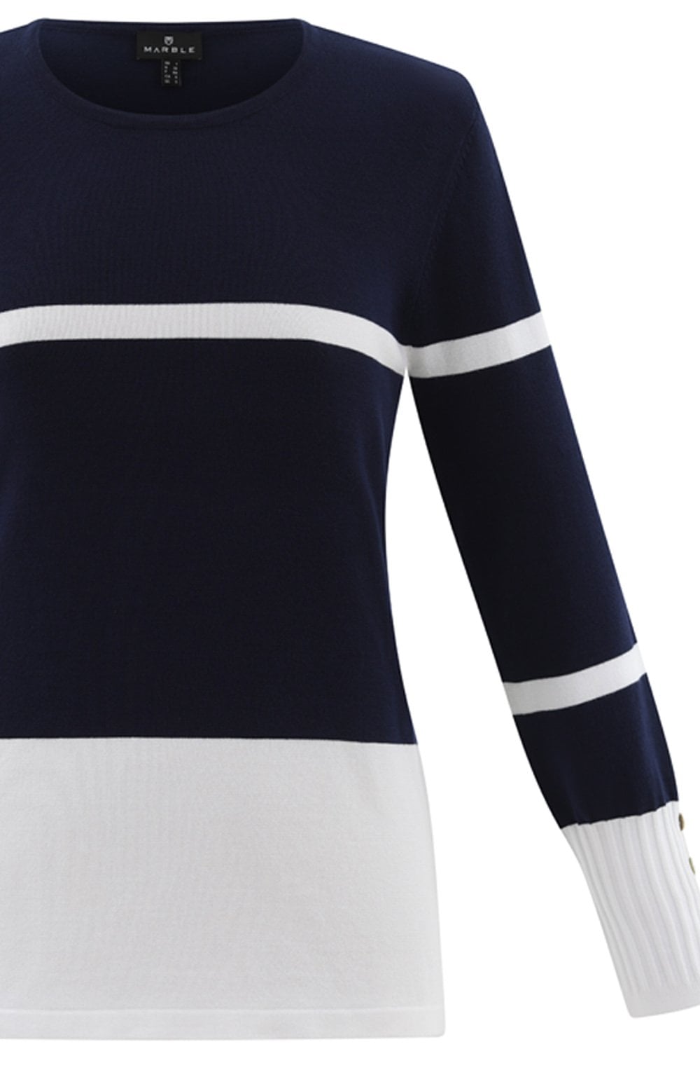 Navy Colour Block Fitted Jumper