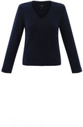 Navy Contrasting Knit V Neck Jumper
