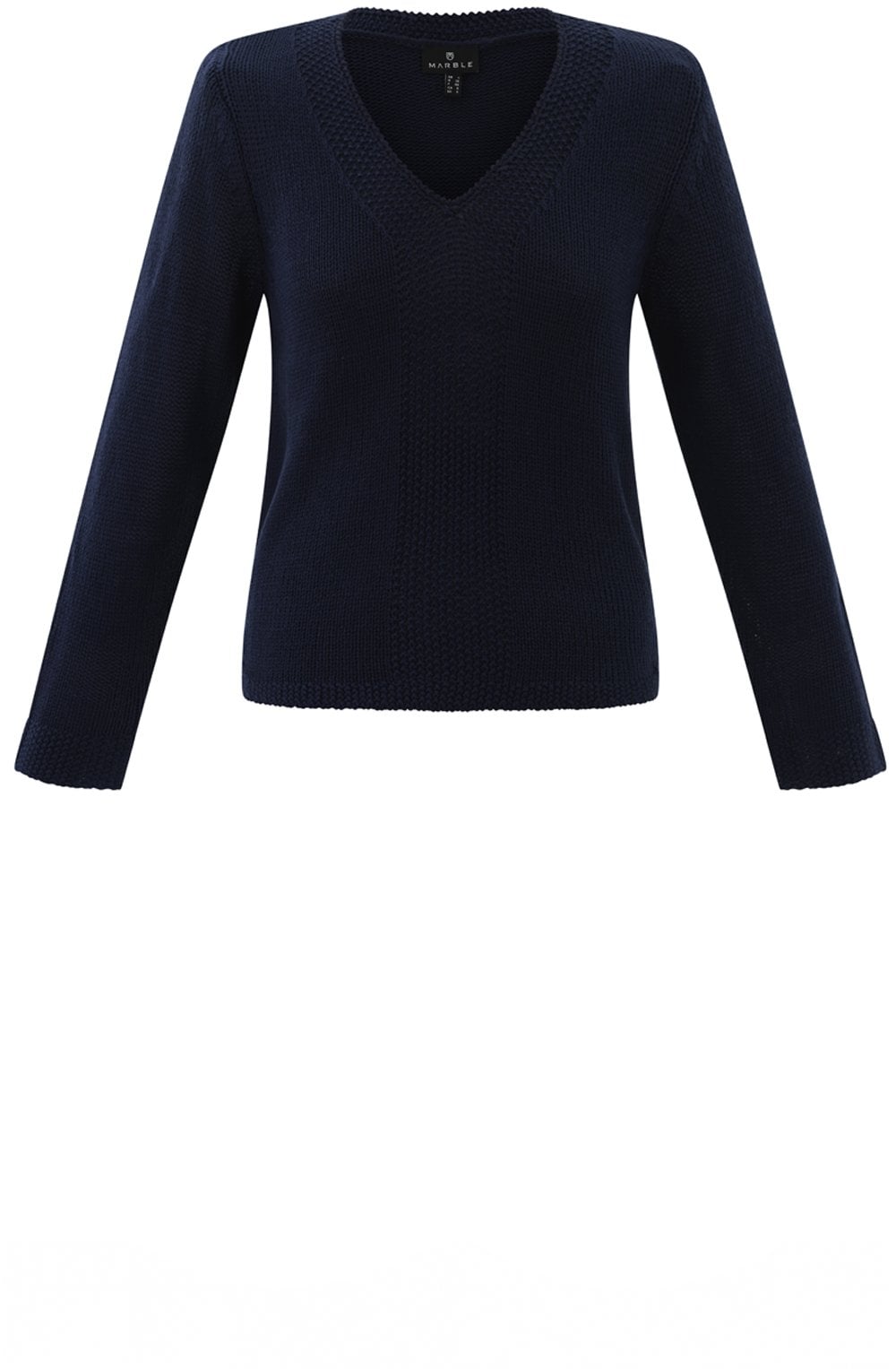 Navy Contrasting Knit V Neck Jumper