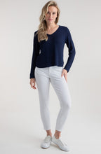 Navy Contrasting Knit V Neck Jumper