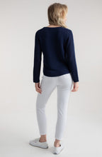 Navy Contrasting Knit V Neck Jumper