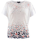 Navy & Coral Spot Print Top