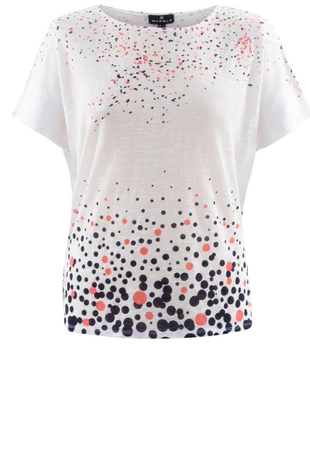 Navy & Coral Spot Print Top