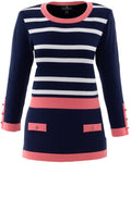 Navy & Coral Striped Jumper