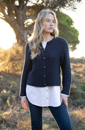 Navy Cotton Mix Chunky Knit Cardigan