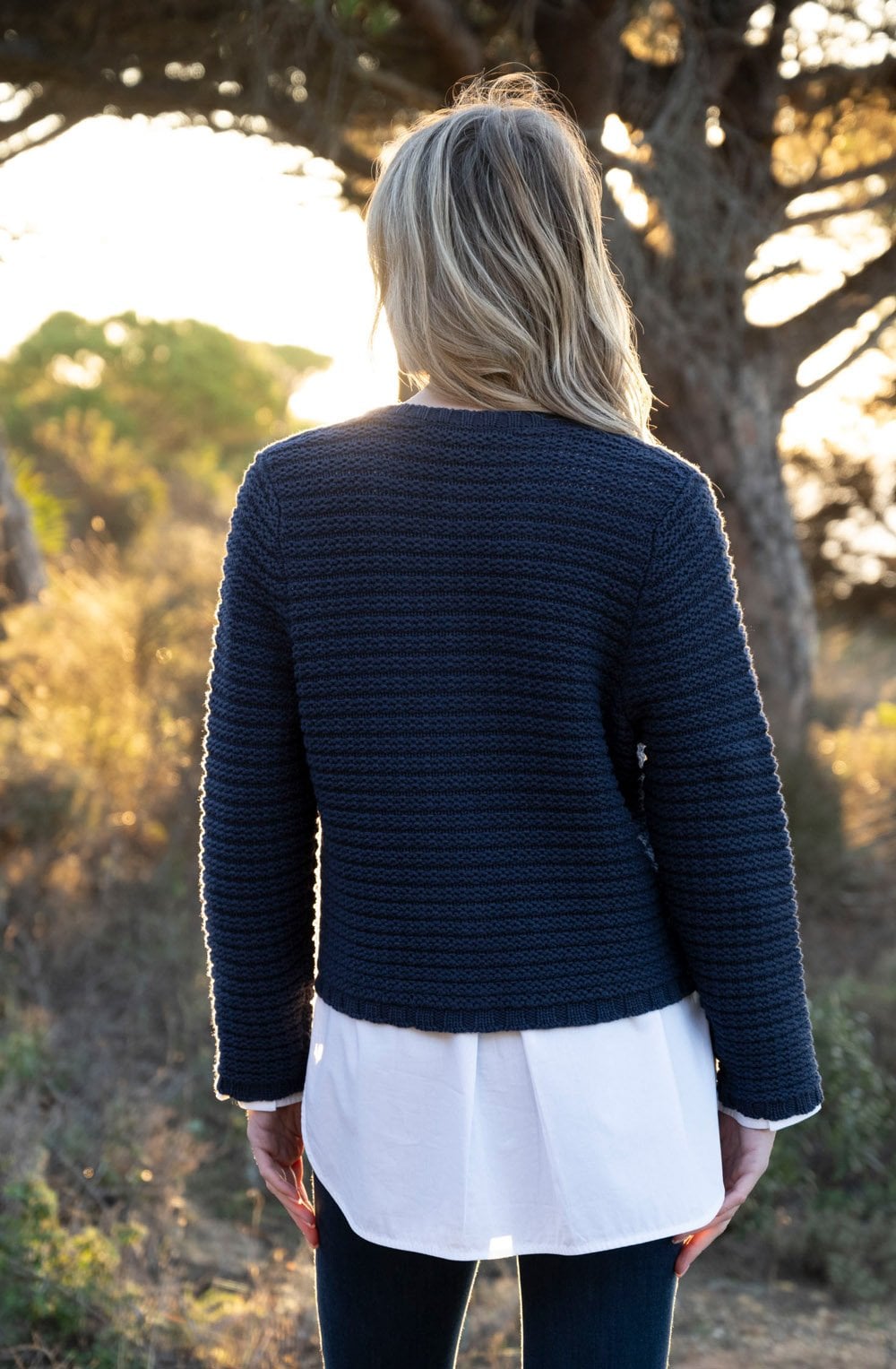 Navy Cotton Mix Chunky Knit Cardigan