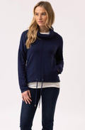 Navy Cowl Neck Drawstring Hem Jumper