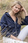 Navy Cropped Shower Resistant Jacket