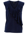 Navy Cross Over Ruffle Top