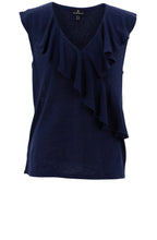 Navy Cross Over Ruffle Top