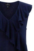 Navy Cross Over Ruffle Top
