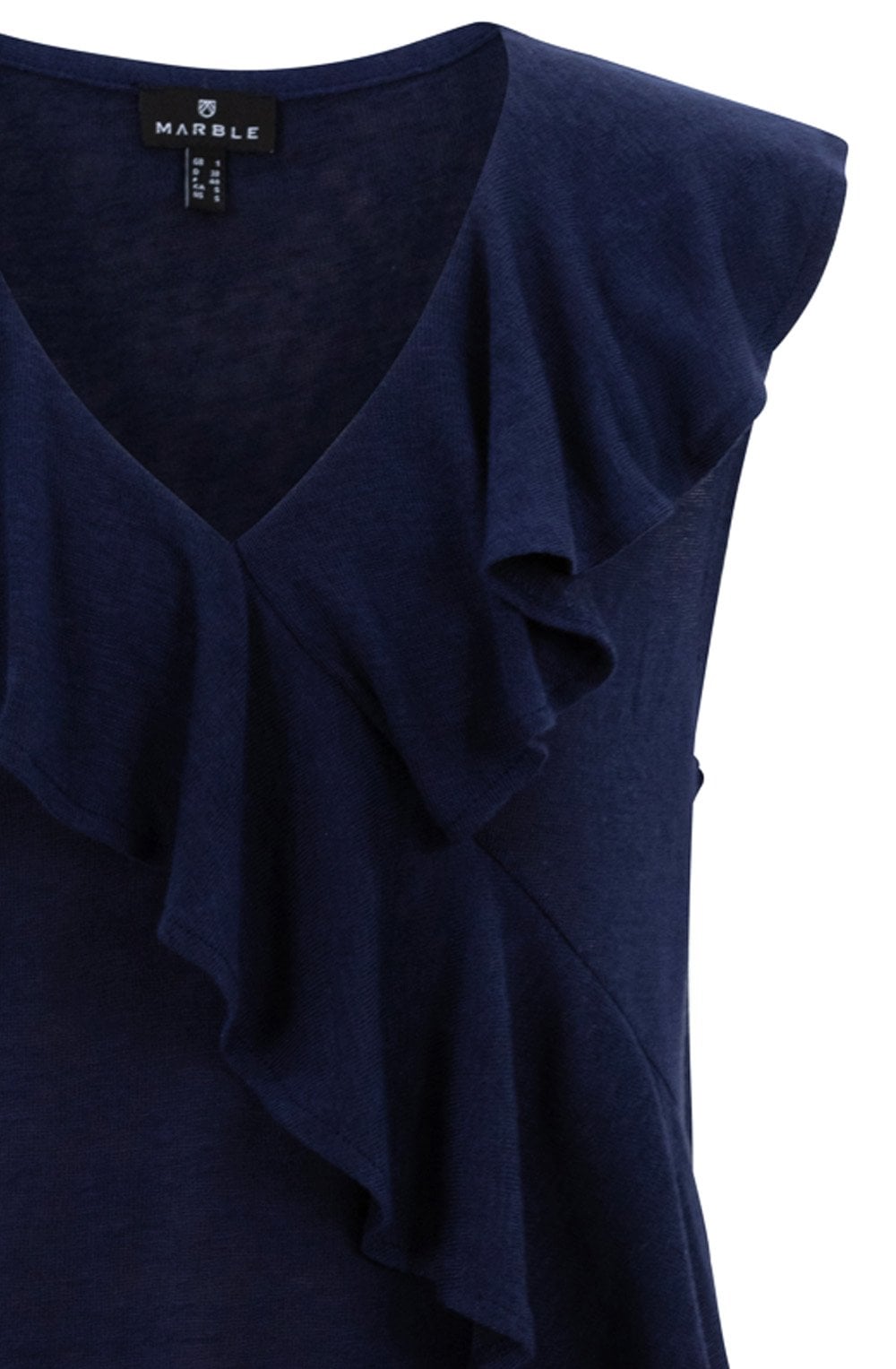 Navy Cross Over Ruffle Top