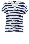 Navy Distorted Stripe T Shirt