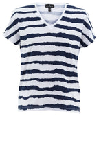 Navy Distorted Stripe T Shirt