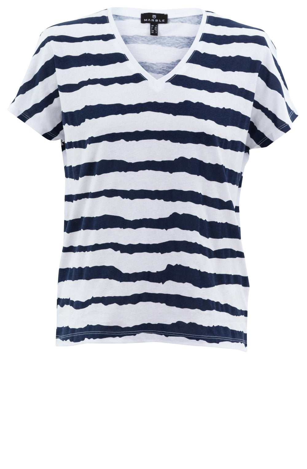 Navy Distorted Stripe T Shirt