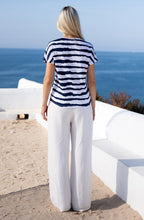 Navy Distorted Stripe T Shirt