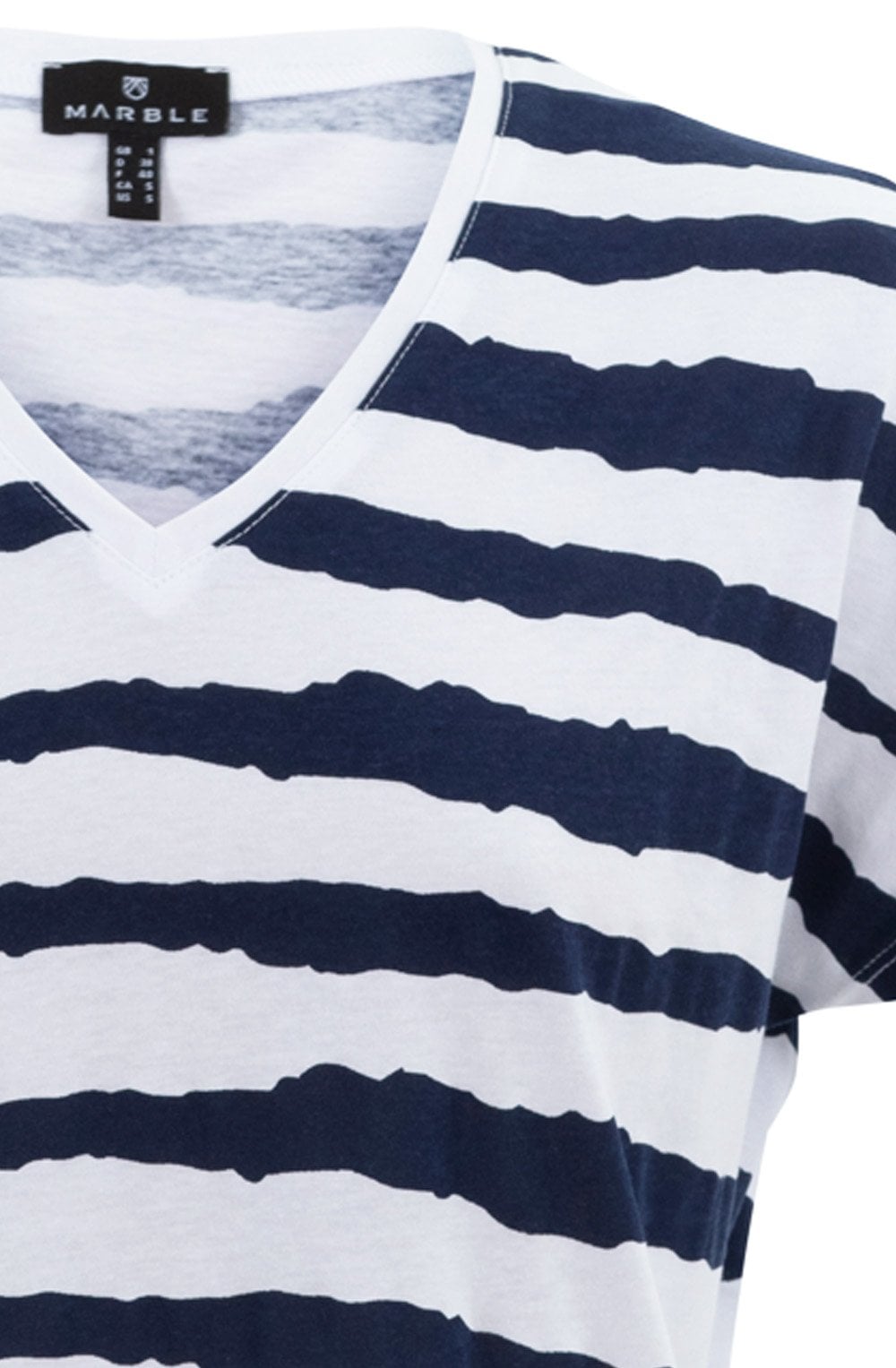 Navy Distorted Stripe T Shirt