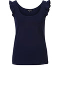 Navy Frilled Shoulder Jersey Vest Top