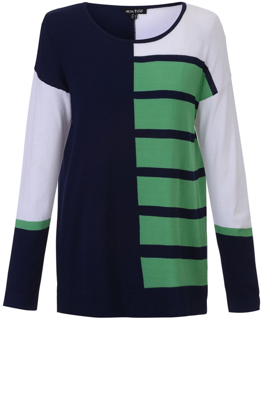 Navy & Green Block Design Jumper