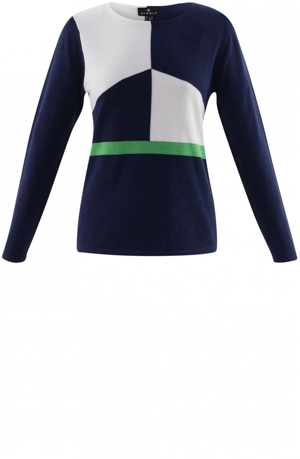 Navy & Green Block Design Jumper