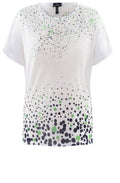 Navy & Green Spot Print Top