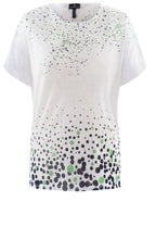 Navy & Green Spot Print Top